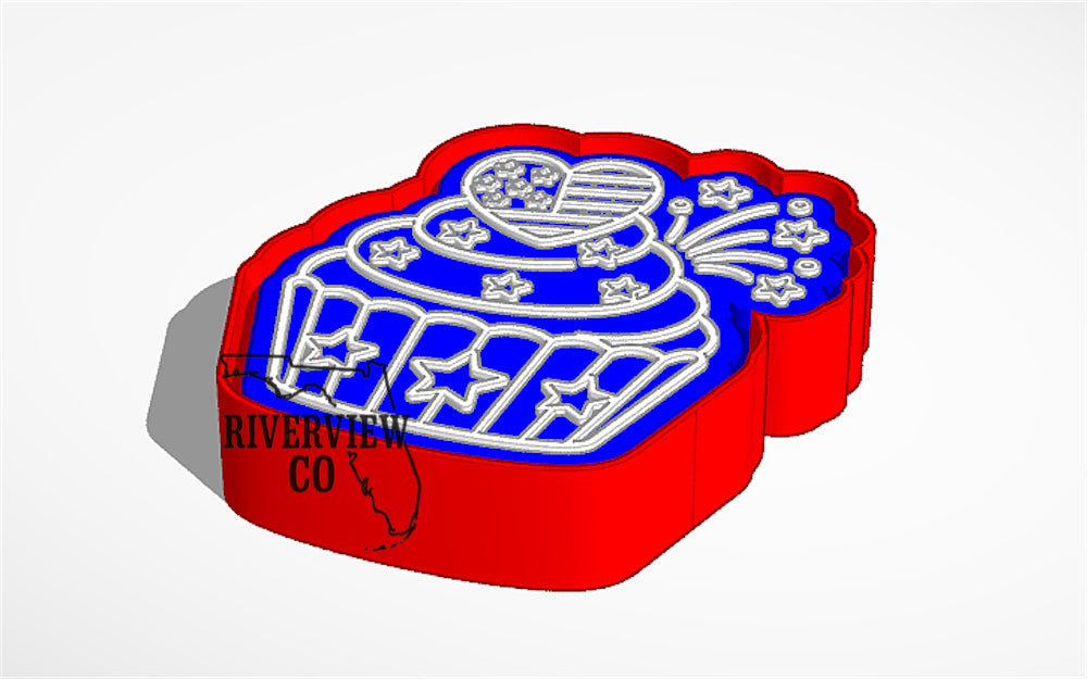 Flag Cupcake car freshie mold USA