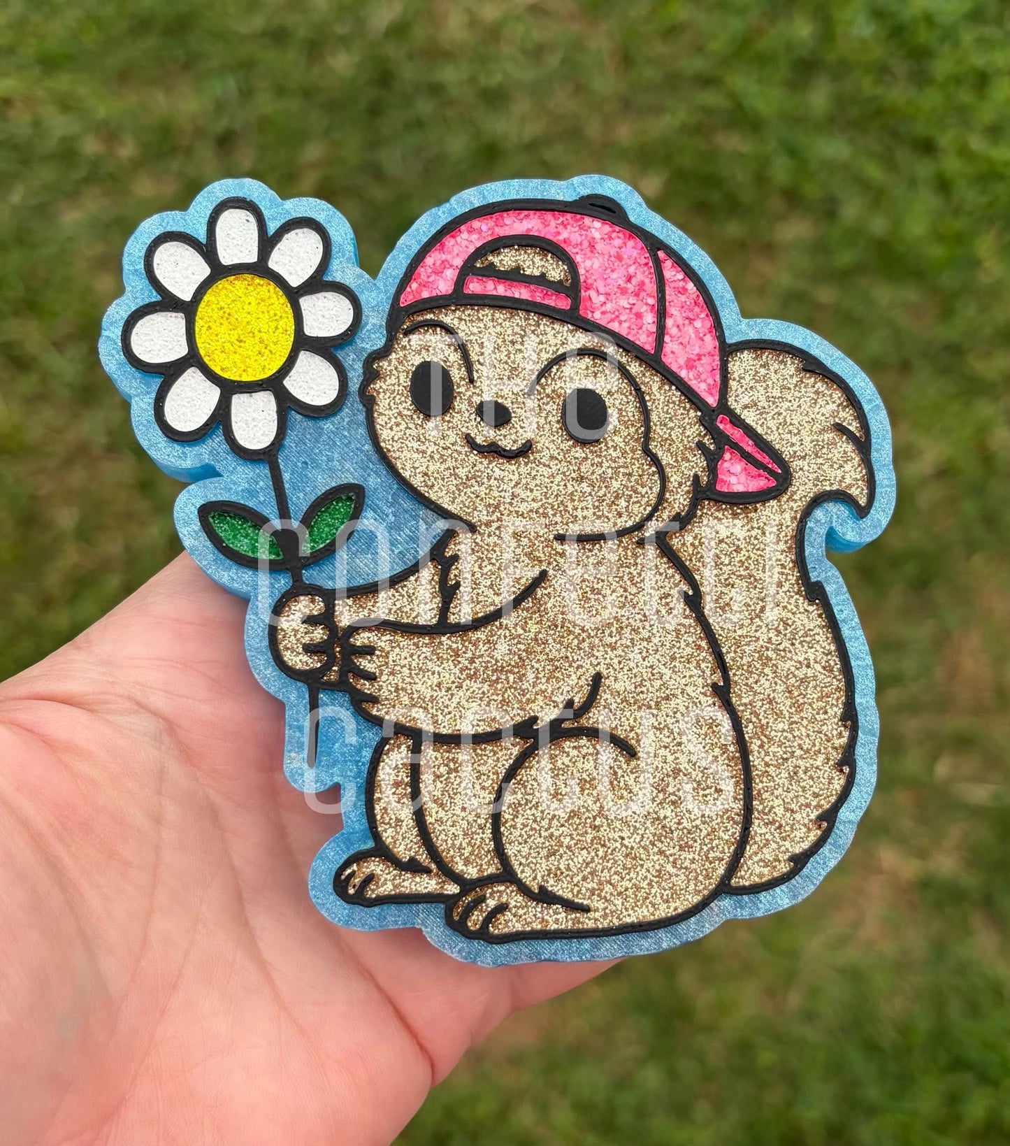 Squirrel holding flower car freshie mold