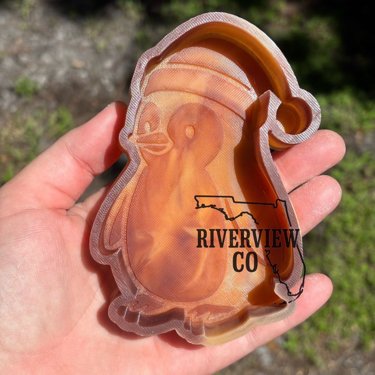 Penguin with Santa hat car freshie mold