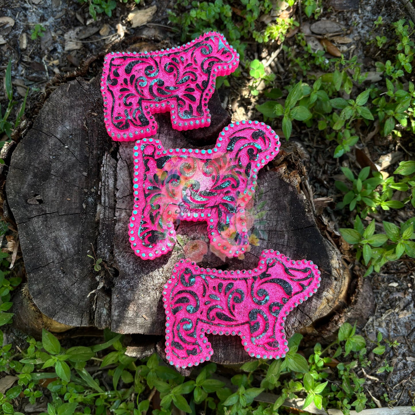 Tooled leather show steer car freshie mold