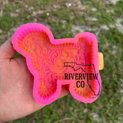 Tooled leather show goat car freshie mold