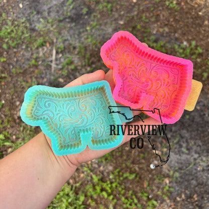 Tooled leather show steer car freshie mold