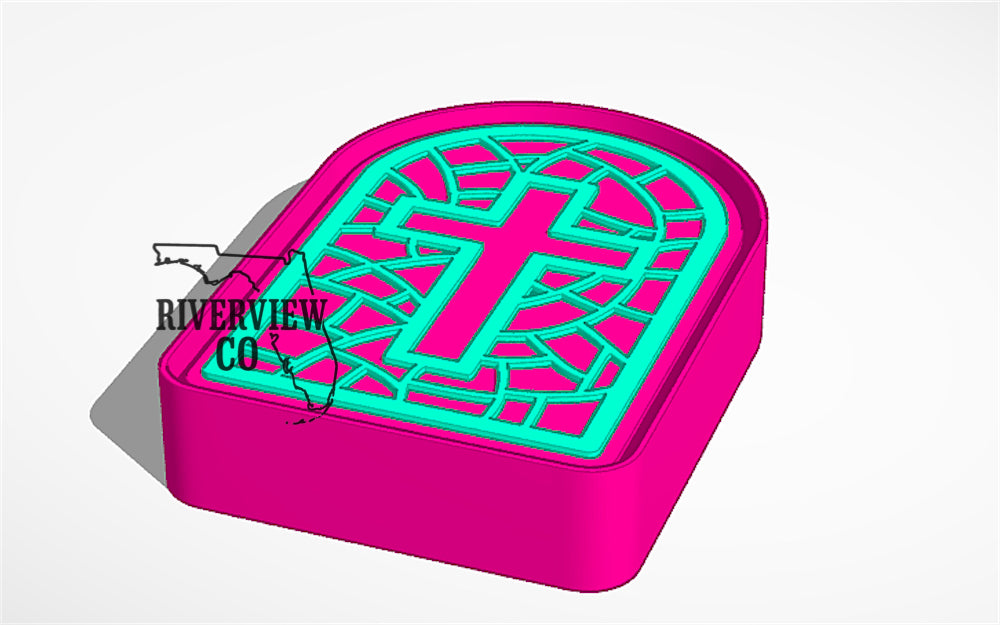 Stained glass cross car freshie mold
