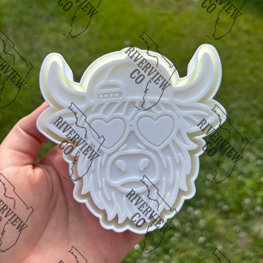 Valentine’s Day cow with heart sunglasses car freshie mold