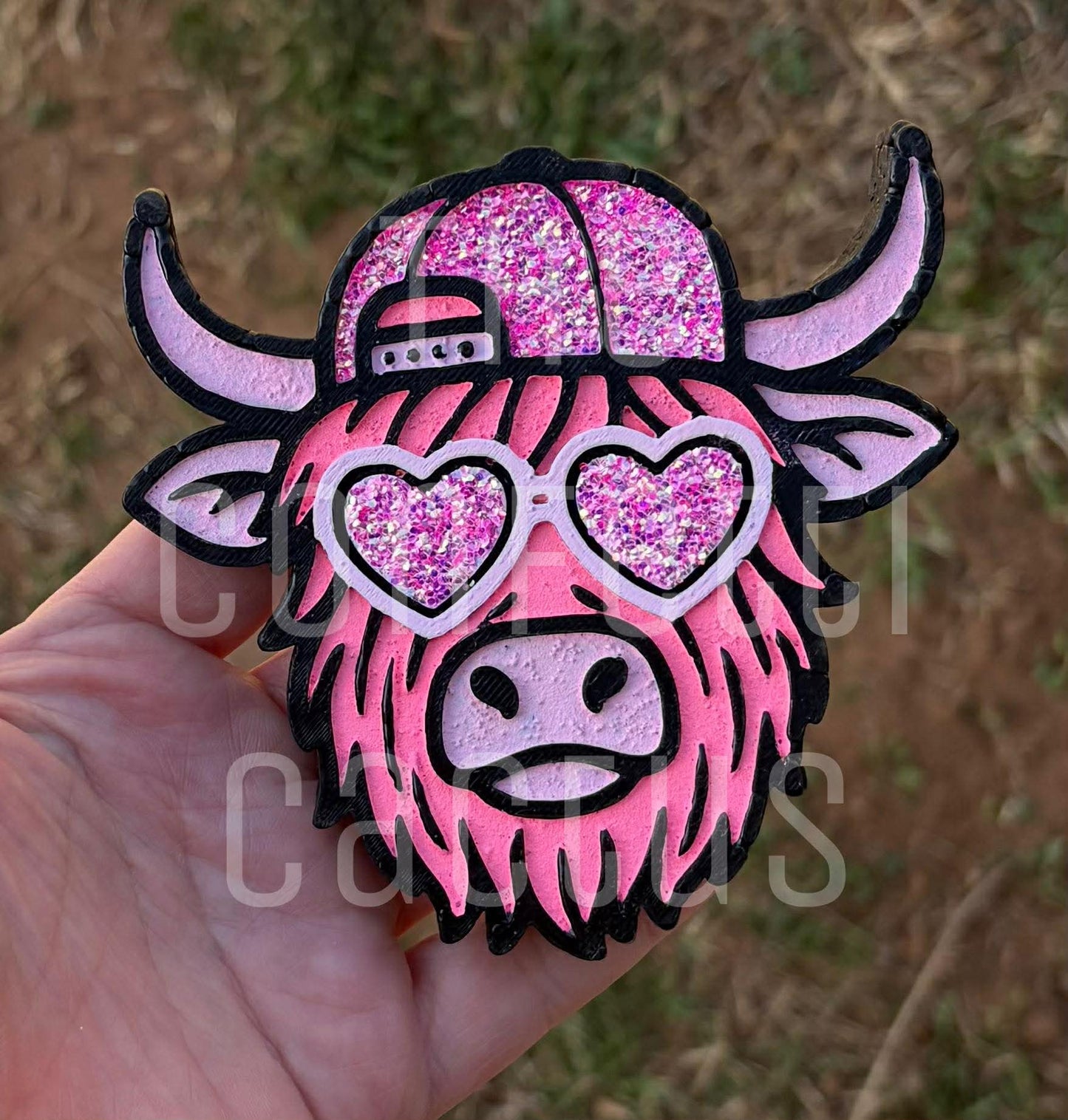 Valentine’s Day highland cow with heart sunglasses car freshie mold