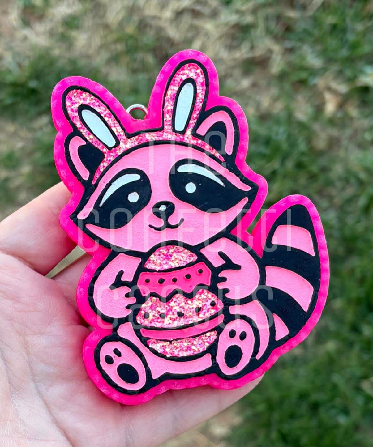 Easter Raccoon with bunny ears car freshie mold