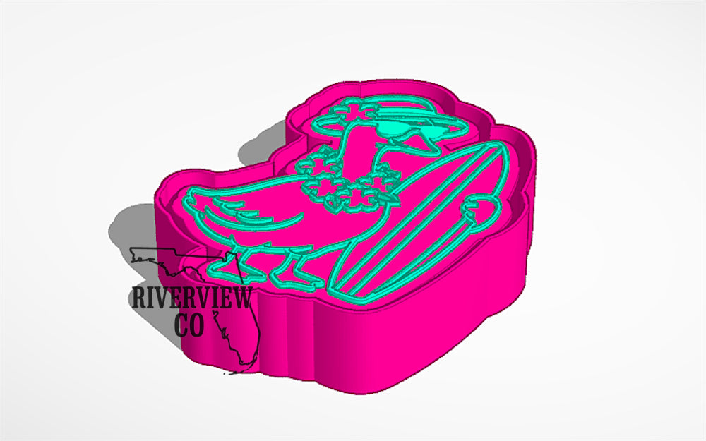 Goose with surfboard car freshie mold