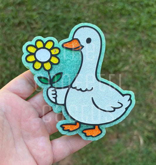 Goose holding flower car freshie mold