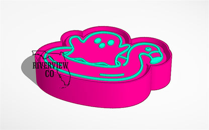 Summerween ghost in flamingo floaty car freshies mold