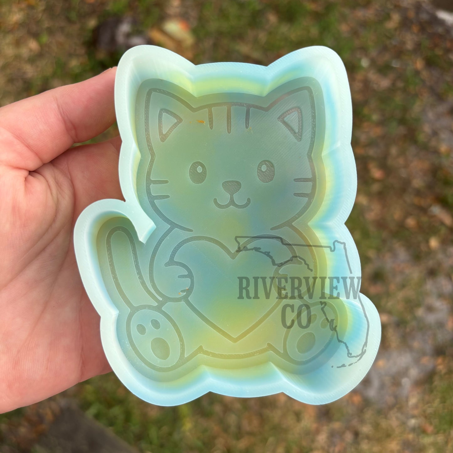 Cat with heart Valentine’s Day car freshie mold