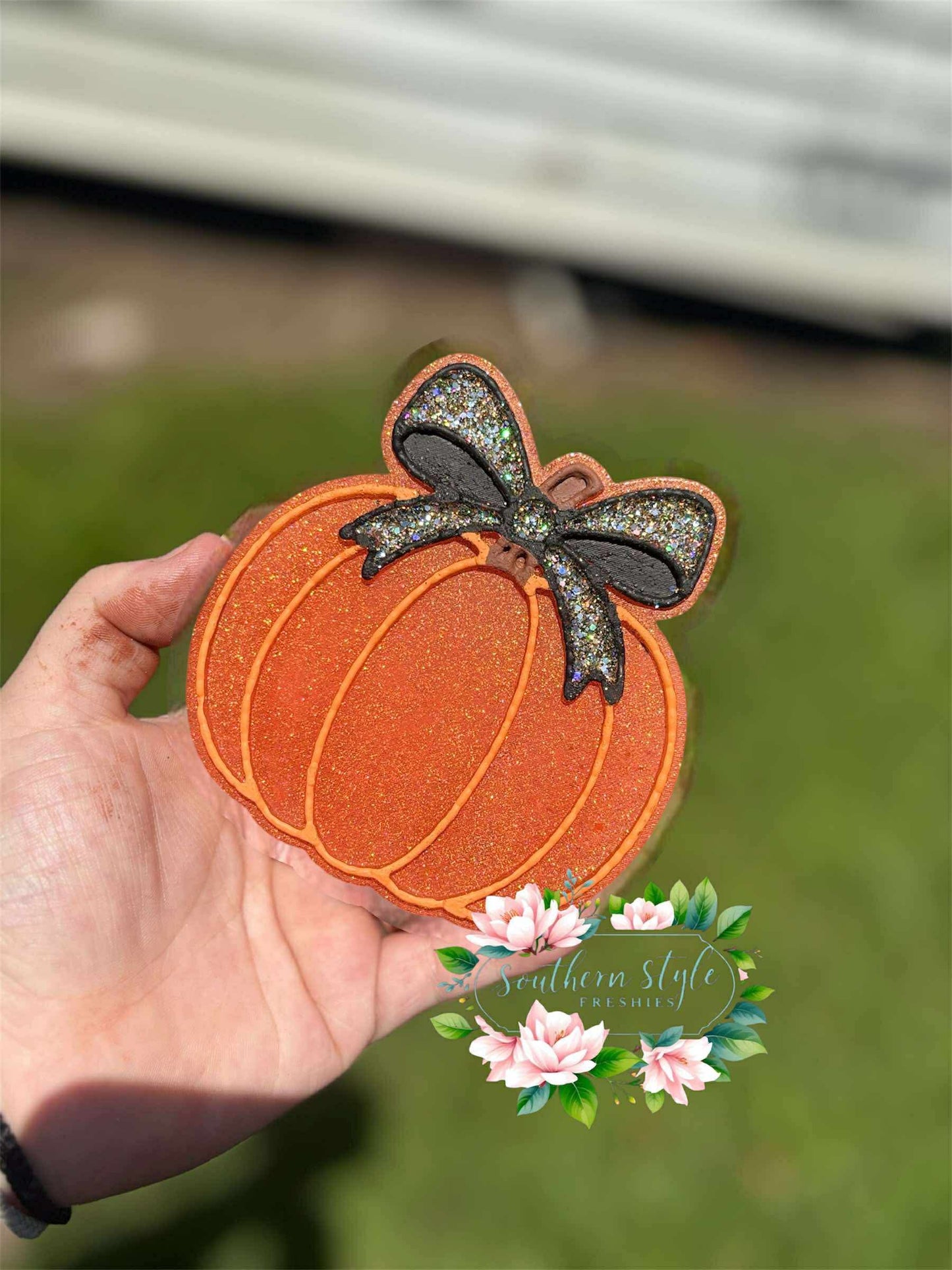 Cute girly pumpkin with bow car freshie mold