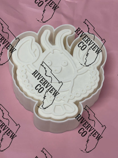 Crawdad with Mardi Gras beads car freshie mold