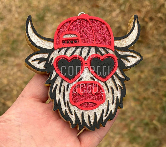 Valentine’s Day highland cow with heart sunglasses car freshie mold