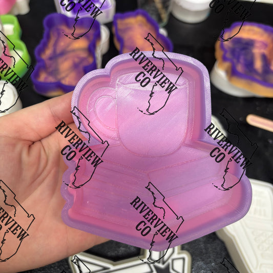 Book stack with cup of coffee car freshie mold