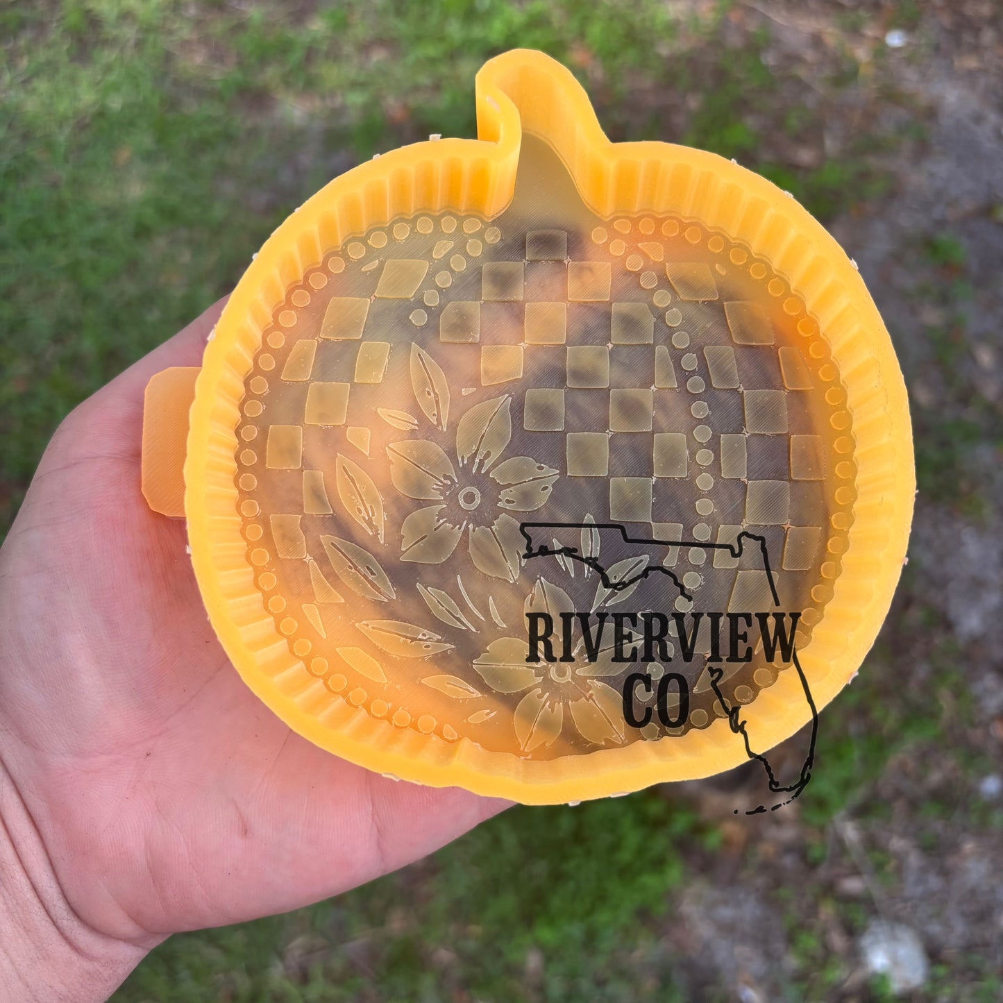 NEW UPDATED checkered tooled leather pumpkin car freshie mold