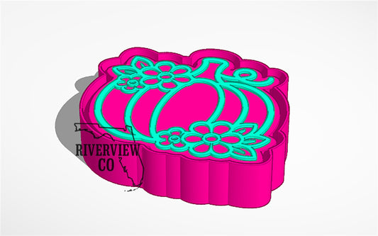 Pumpkin with flowers car freshie mold Halloween