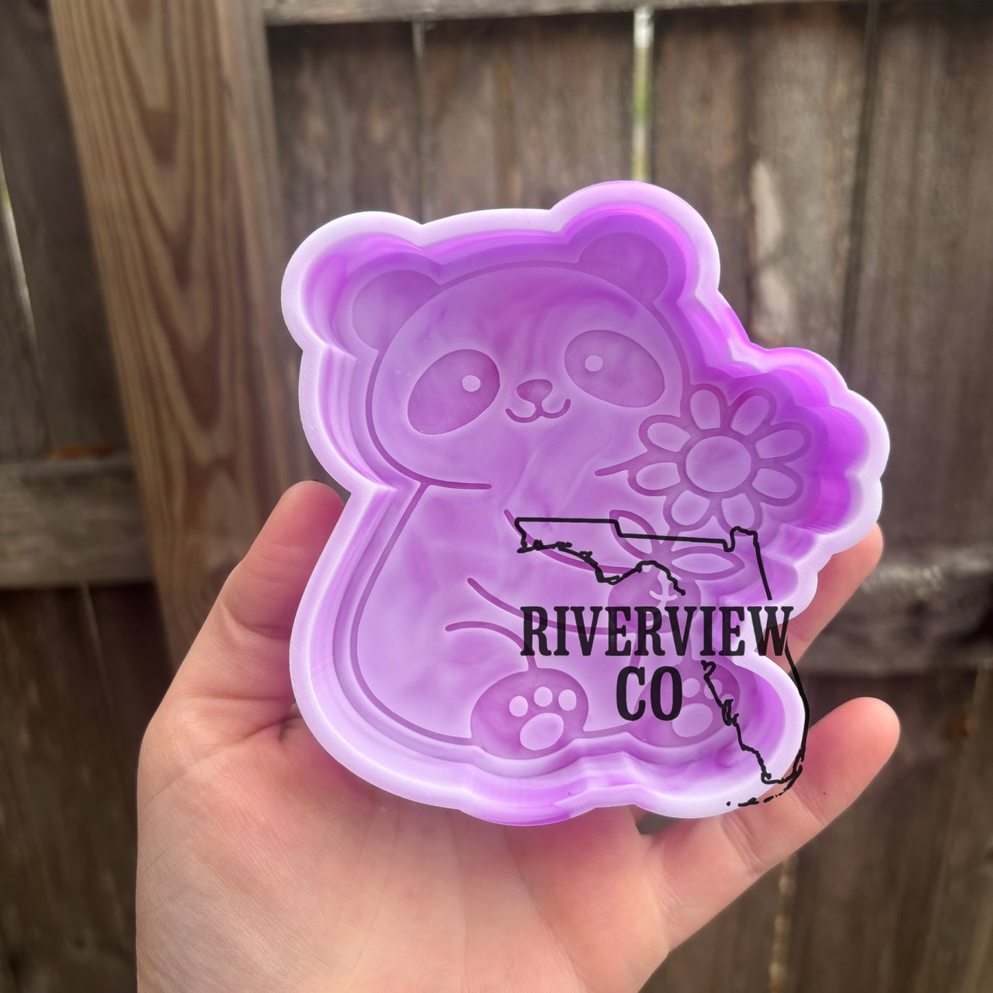 Panda holding flower car freshie mold