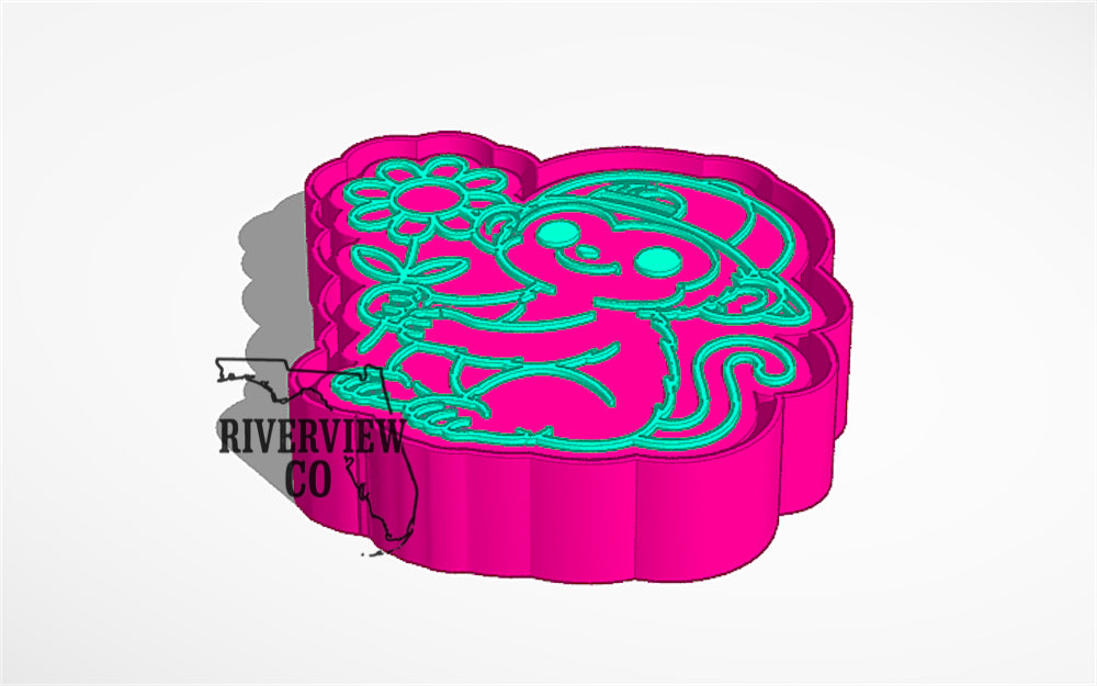 Monkey with flower and hat car freshie mold (Copy 4)