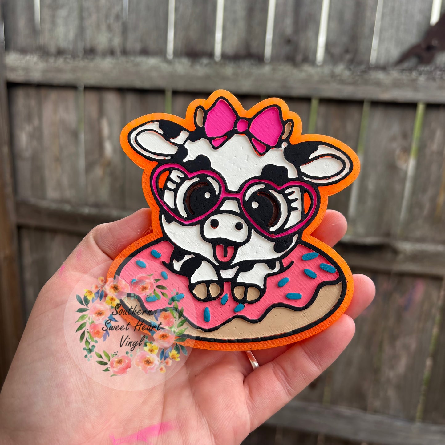 Cute cow in donut floaty car freshie mold