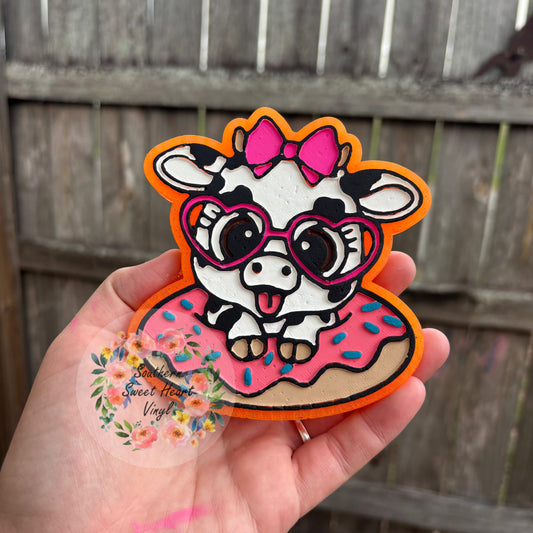 Cute cow in donut floaty car freshie mold