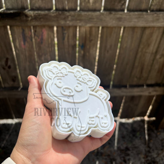 Cute pig with hair bows car freshie mold