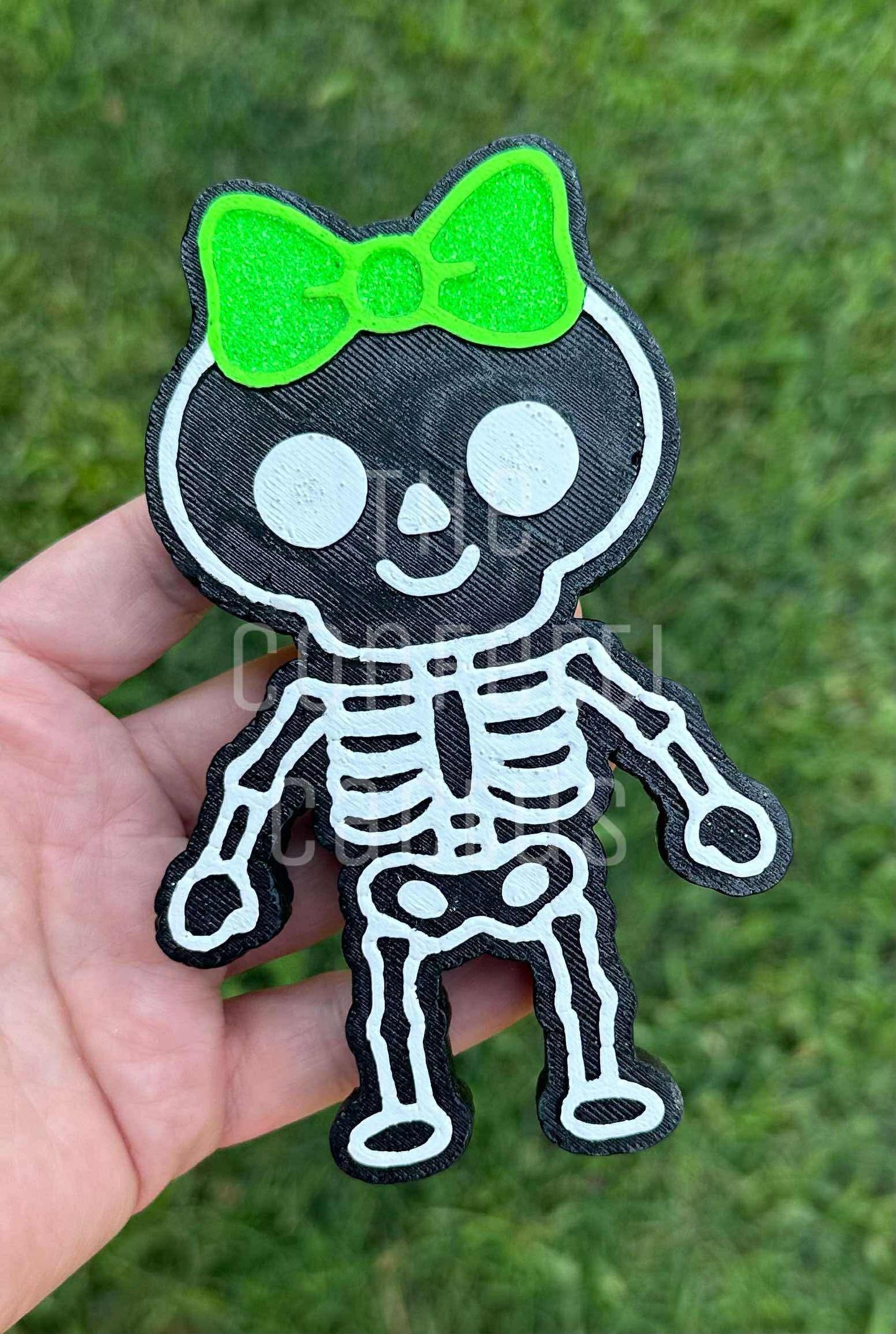 NEW UPDATED Cute girly skeleton with bow car freshie mold