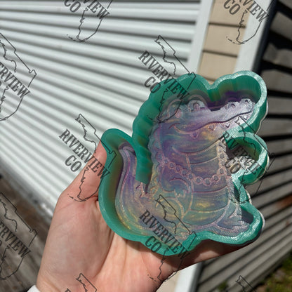 Gator with Mardi Gras beads car freshie mold