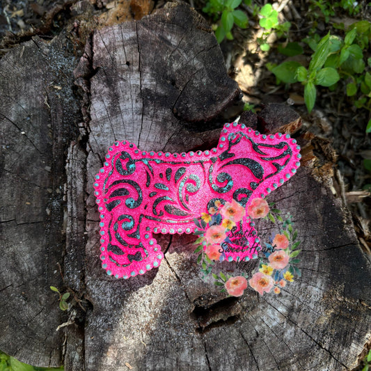 Tooled leather show pig car freshie mold