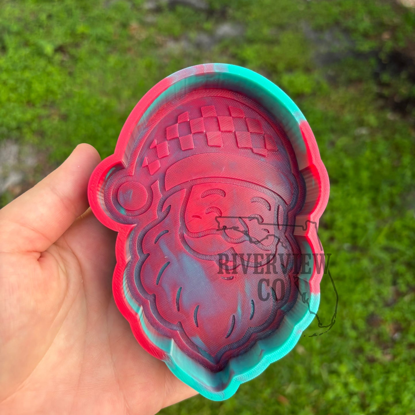 Checkered Santa hat car freshie mold