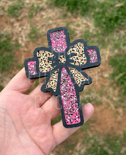 Cross with bow car freshie mold