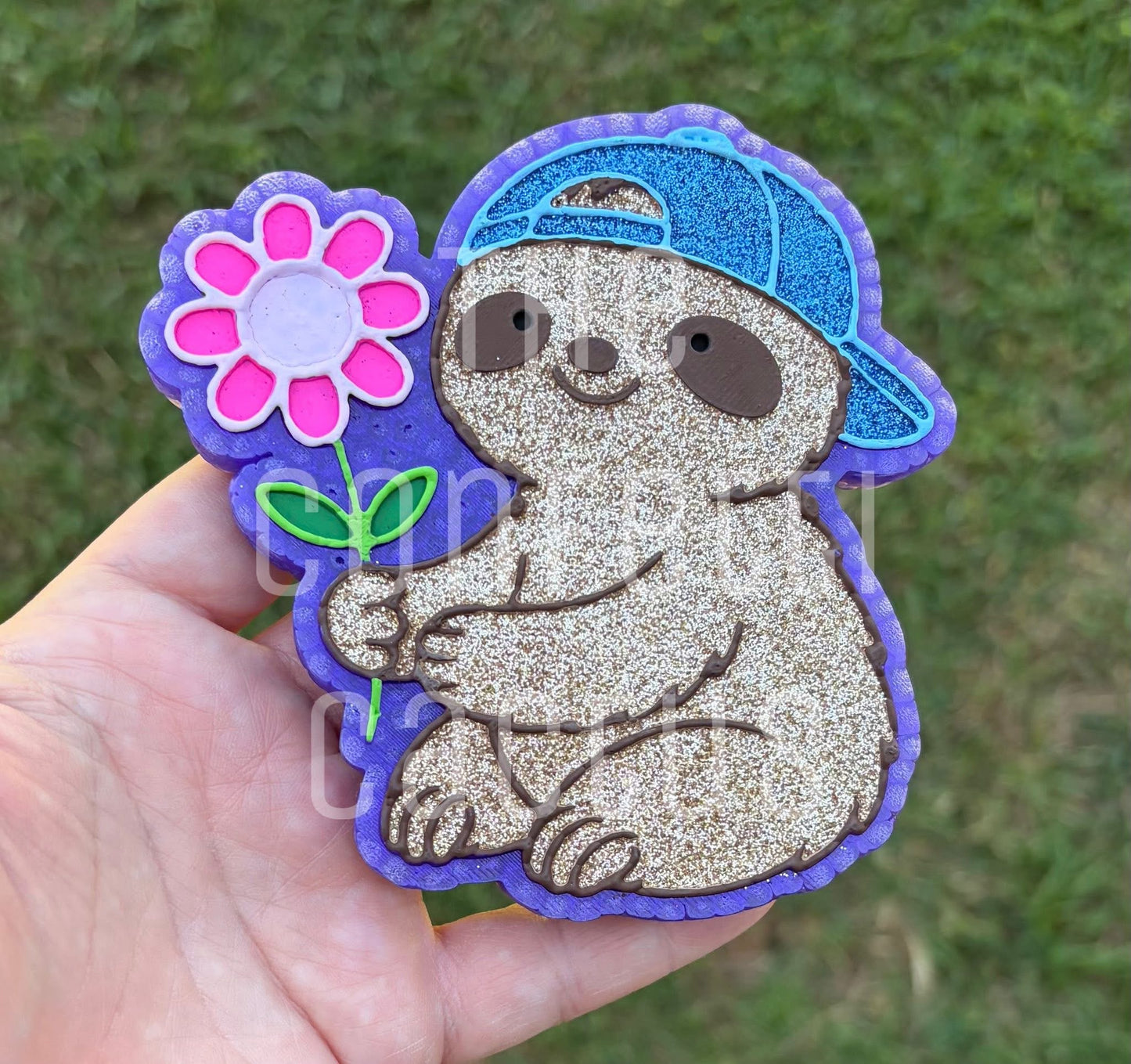 Sloth holding flower car freshie mold