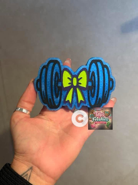 Barbell / weight with bow car freshie mold