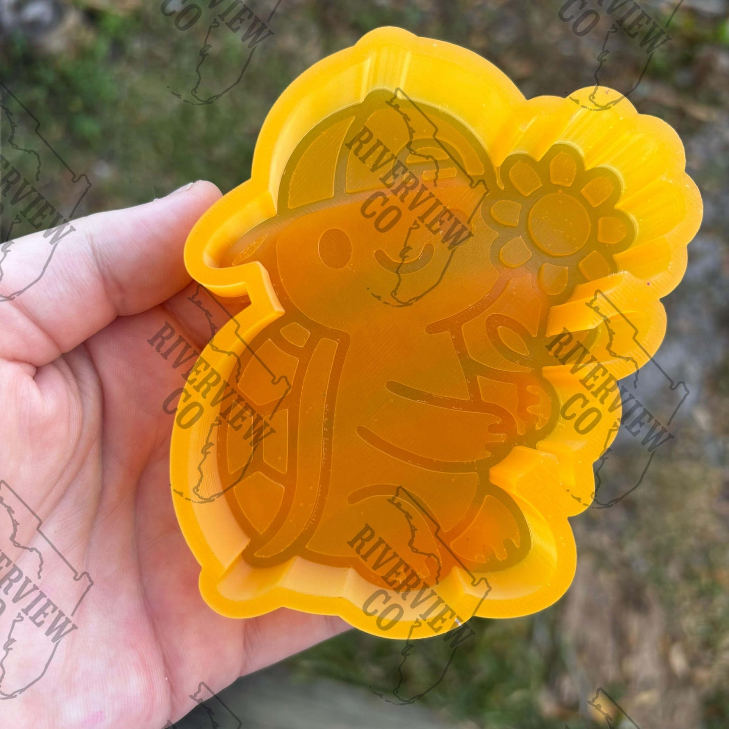 Turtle with flower and cap car freshie mold