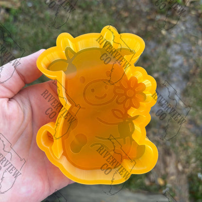 Cow with flower and cap car freshie mold