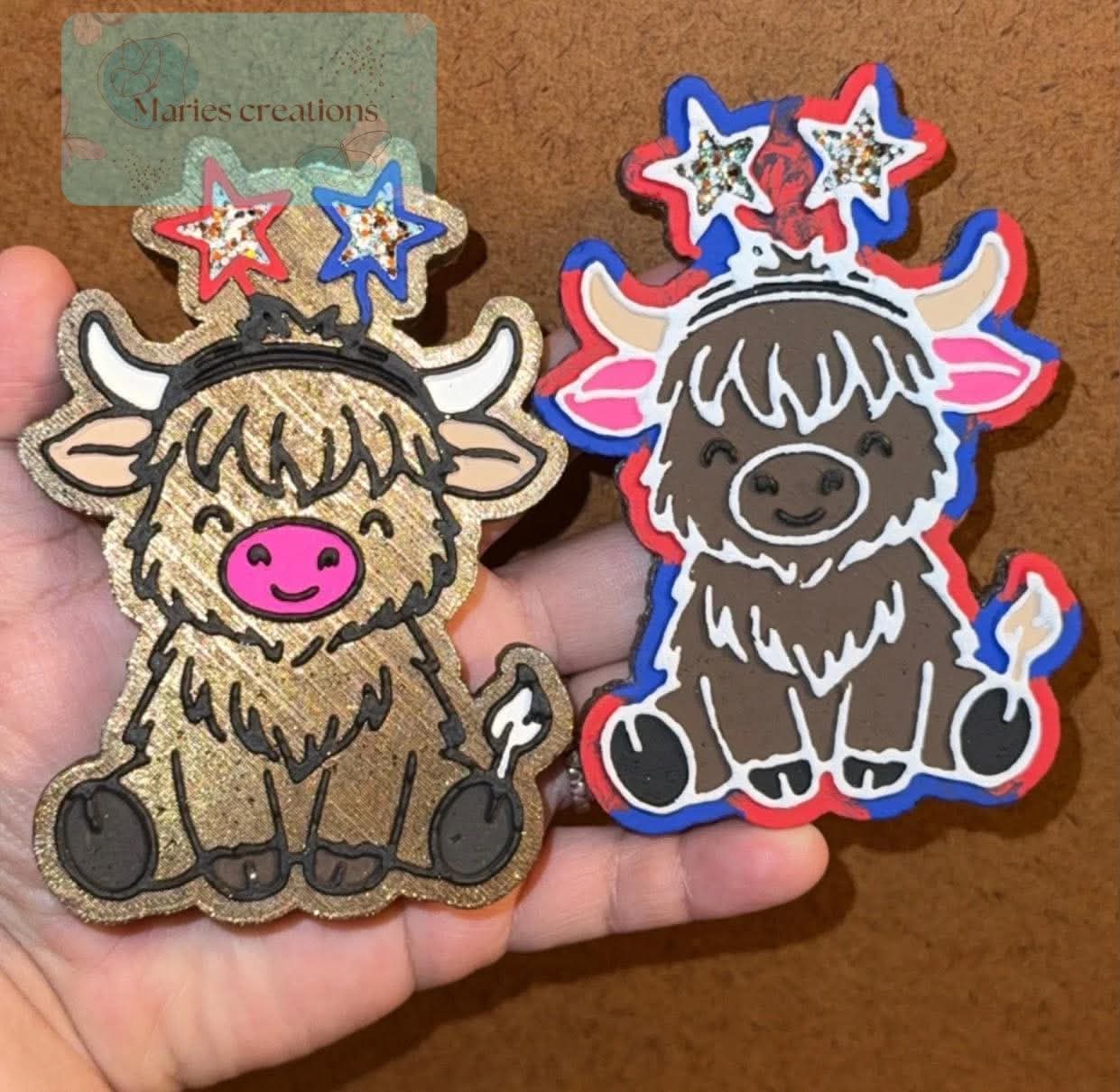Highland cow with star headband car freshie mold