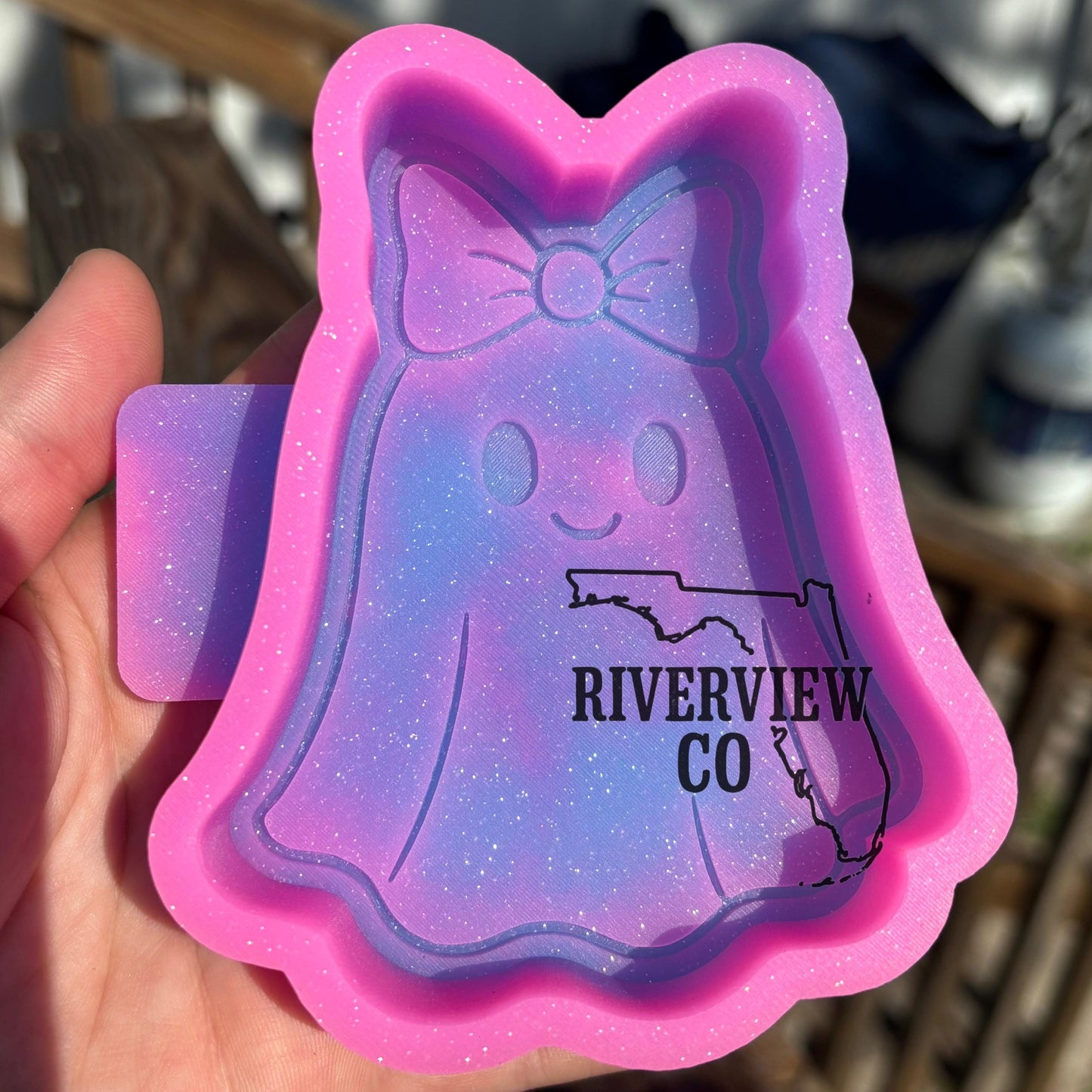 Cute girly ghost with bow car freshie mold