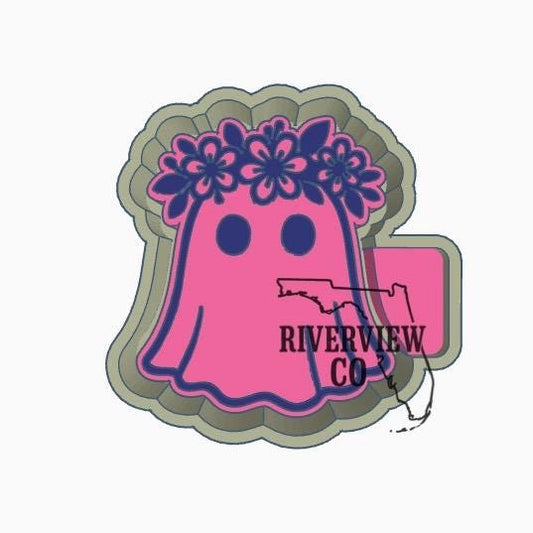 Cute girly ghost with flower crown car freshie mold