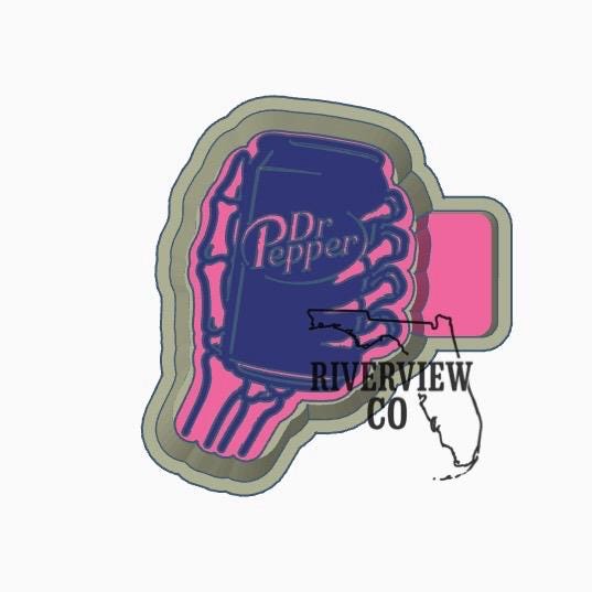 skeleton hand holding a can of Dr car freshie mold