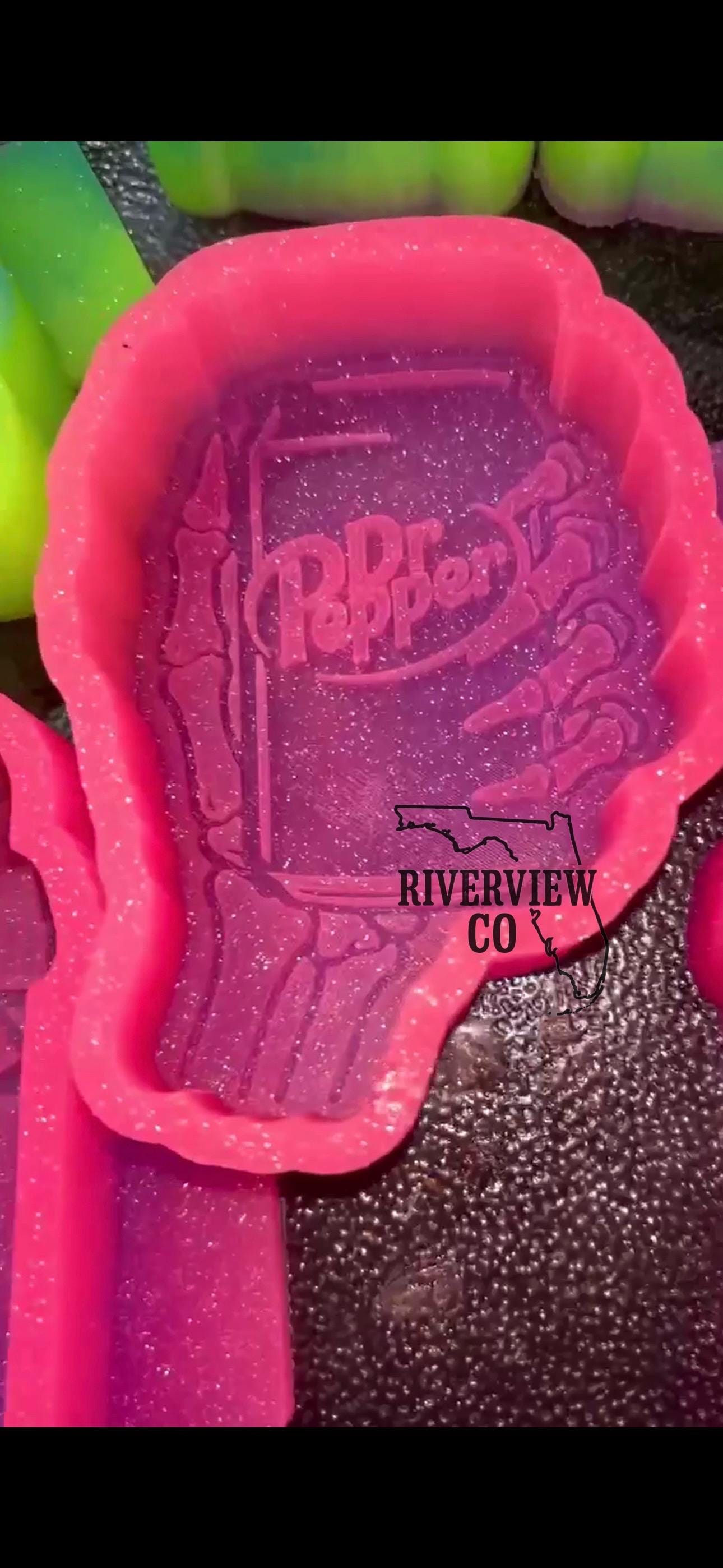 skeleton hand holding a can of Dr car freshie mold